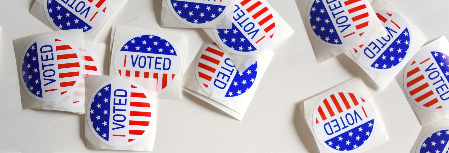 Image of "I Voted" stickers on a white background