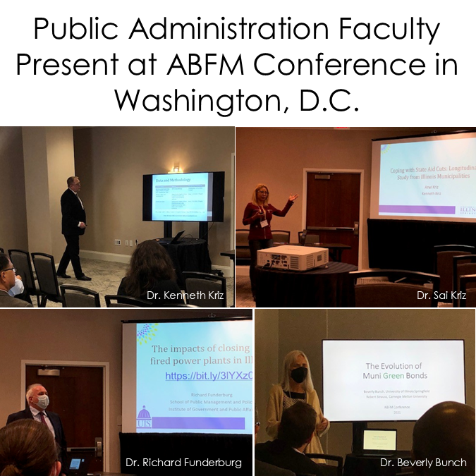 Public Administration faculty making presentations at ABFM conference in Washington, D.C., 9/30-10/2