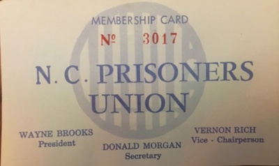 Photo of Membership Card for the North Carolina Prisoners Union